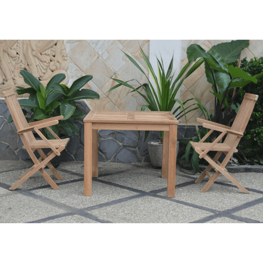 Square Teak Table / Chairs - Bahama (Table) & Classic (2 Chairs) - Teak HQ™