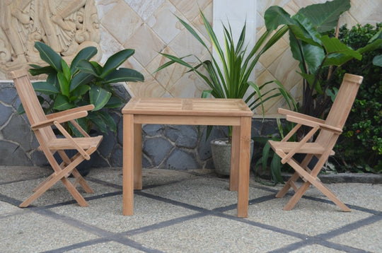 Square Teak Table / Chairs - Bahama (Table) & Classic (2 Chairs) - Teak HQ™