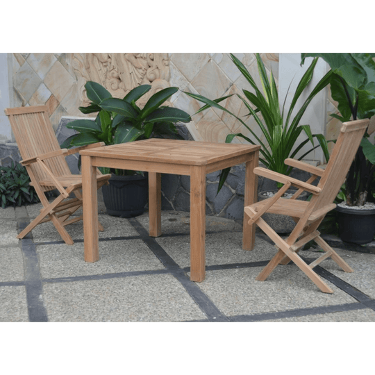 Square Teak Table / Chairs - Bahama (Table) & Classic (2 Chairs) - Teak HQ™