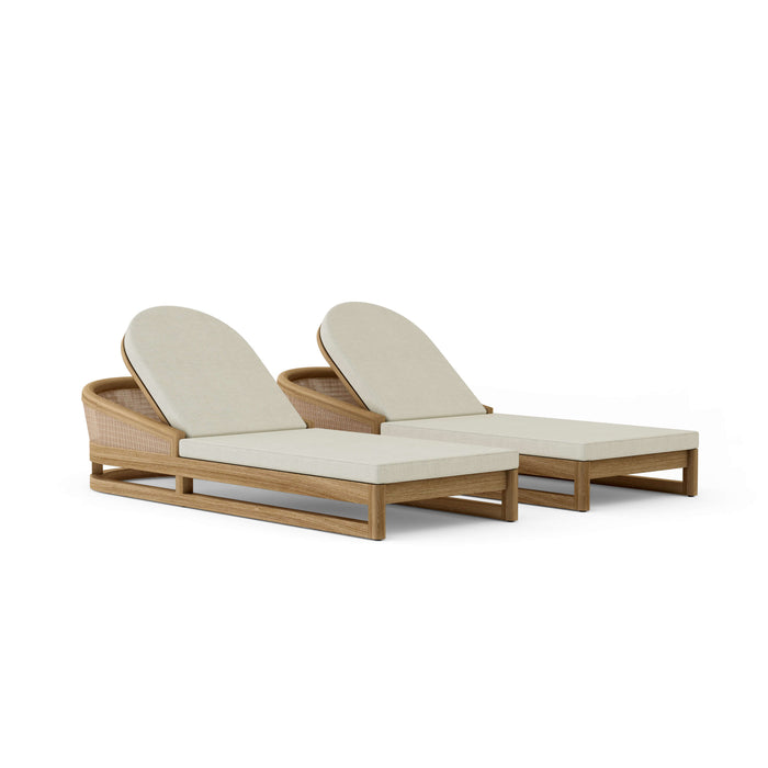 Teak Wood Chaise Lounge Chairs - Catania 2-Lounger Set