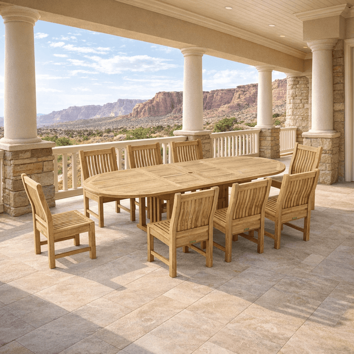 Anderson Teak Sahara Dining Side Chair 9-Pieces Oval Dining Set-76