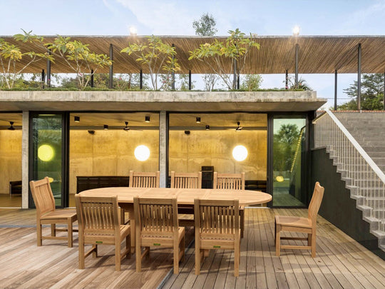 Teak 9 - Piece Outdoor Dining Set - Sahara - Teak HQ™