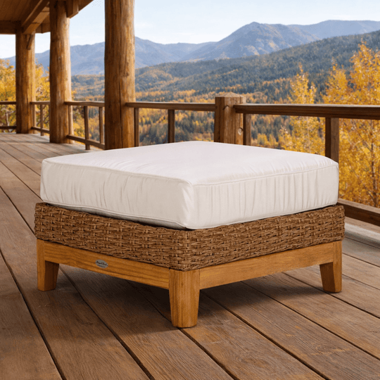 Teak and Wicker Ottoman - Boca - Teak HQ™