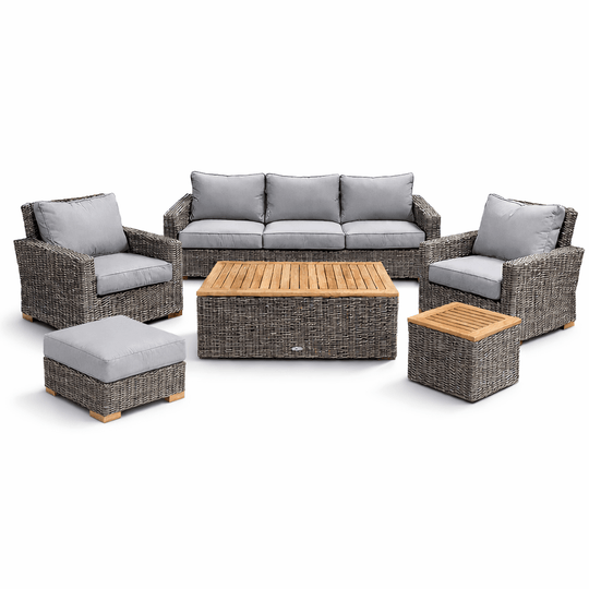 Teak and Wicker Outdoor Furniture - Sanibel 6 - Piece Set - Teak HQ™