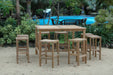 Teak Bar - Height Patio Set - Windsor (Table) & Montego (8 Bar Stools) - Teak HQ™