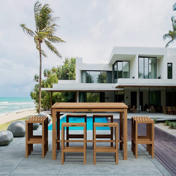 Teak Bar - Height Patio Set - Windsor (Table) & Montego (8 Bar Stools) - Teak HQ™