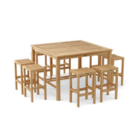 Teak Bar-Height Patio Set - Windsor (Table) & Montego (8 Bar Stools)