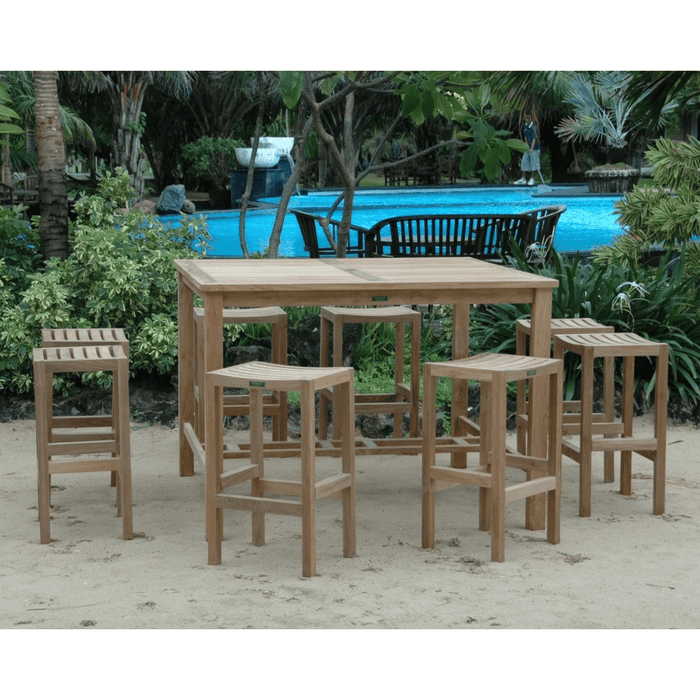 Teak Bar - Height Patio Set - Windsor (Table) & Montego (8 Chairs) - Teak HQ™