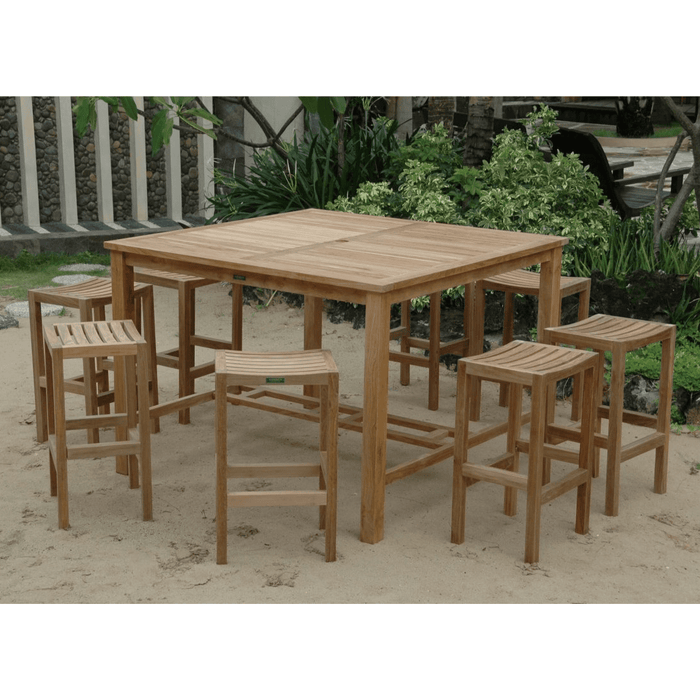 Teak Bar - Height Patio Set - Windsor (Table) & Montego (8 Chairs) - Teak HQ™