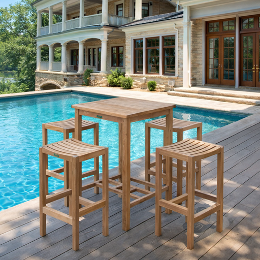 Teak Bar Table and Chairs - Avalon (Table) & Montego (4 Chairs) - Teak HQ™