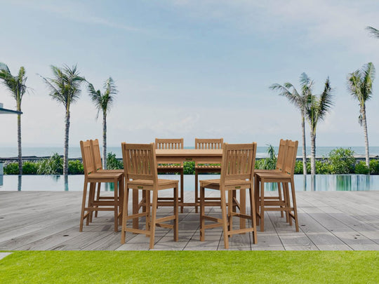 Teak Bar Table Set - Windsor (Table) & Avalon (8 Chairs) - Teak HQ™