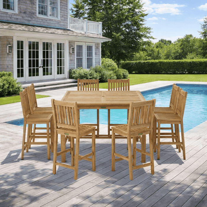 Teak Bar Table Set - Windsor (Table) & Avalon (8 Chairs) - Teak HQ™