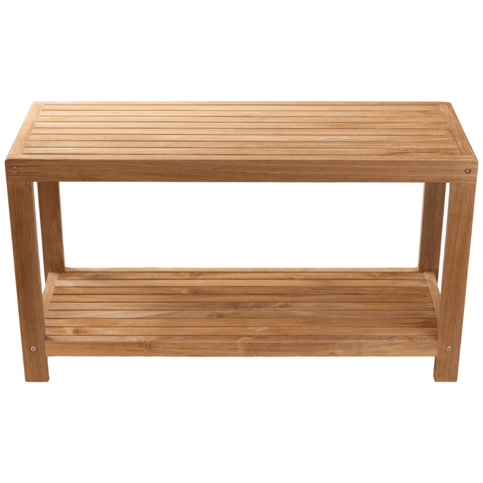 Teak Bath/Spa Bench With Lower Shelf - Santori - Teak HQ™