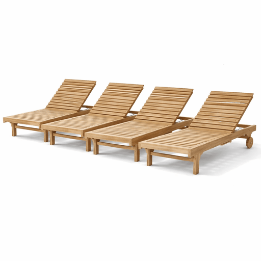 Teak Beach Chairs Set - Capri 4 - Piece Lounger Set - Teak HQ™