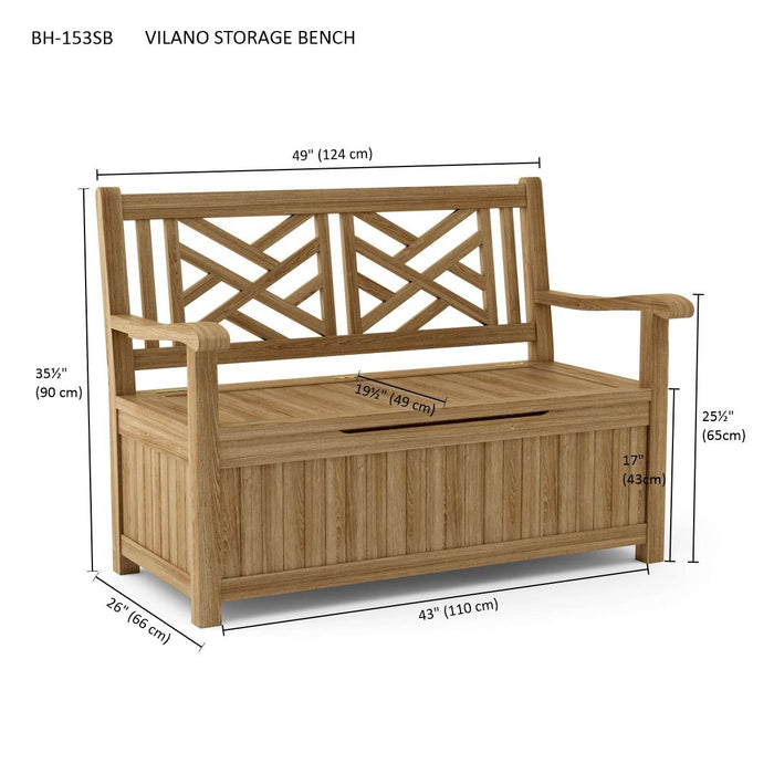 Teak Bench With Storage (2 - Seater) - Vilano - Teak HQ™