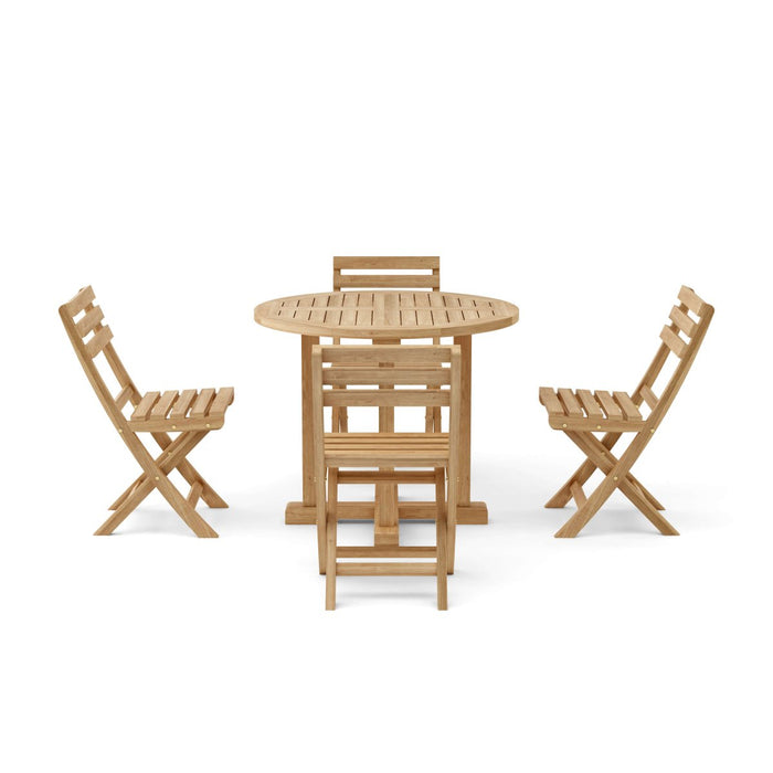 Teak Bistro Patio Set - Montage (Table) & Alabama (4 Chairs) - Teak HQ™