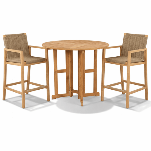 Teak Bistro Table and Chairs - DropLeaf (Table) & Admiral (2 Chairs) - Teak HQ™