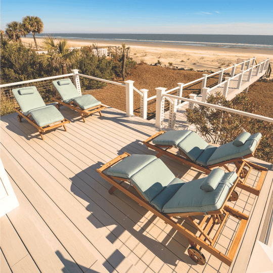 Teak Chaise Lounge Chair With Wheels - Sun Bed - Teak HQ™