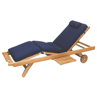 Teak Chaise Lounge Chair With Wheels - Sun Bed