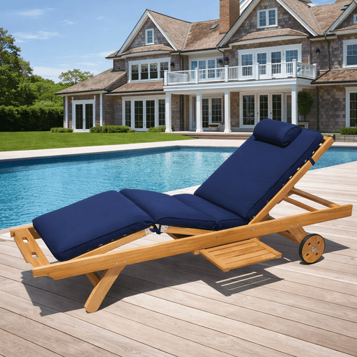 Teak Chaise Lounge Chair With Wheels - Sun Bed - Teak HQ™