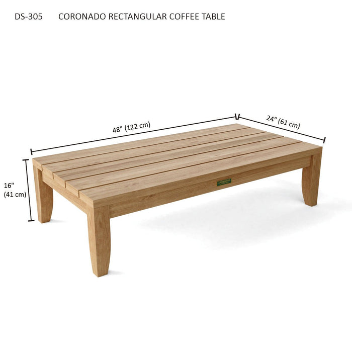 Teak Coffee Table (48" Long Rectangle) - Coronado - Teak HQ™