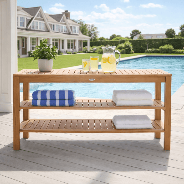 Teak Console Table With Shelves - Admiral - Teak HQ™