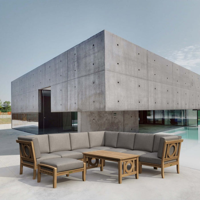 Teak Conversation Set - Natsepa 9 - Piece Sectional Set - Teak HQ™