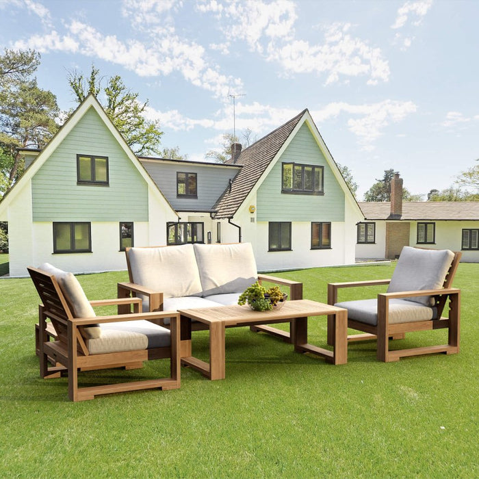 Teak Deep Seating Patio Furniture - Capistrano 5 - Piece Set - Teak HQ™