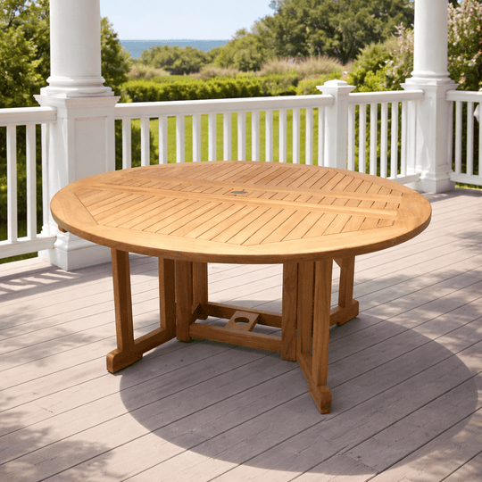 Teak Drop Leaf Dining Table (72" Round) - DropLeaf - Teak HQ™