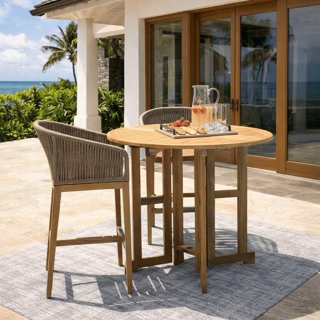 Teak Drop Leaf Table (45" Round) - DropLeaf - Teak HQ™