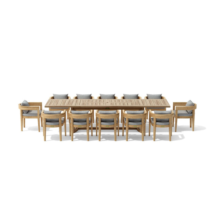 Teak Extendable Dining Table and Chairs (12) - Coronado - Teak HQ™