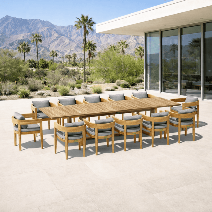 Teak Extendable Dining Table and Chairs (12) - Coronado - Teak HQ™