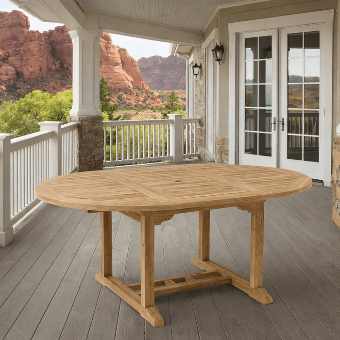 Teak Extendable Outdoor Dining Table (71" Long Oval) - Bahama - Teak HQ™
