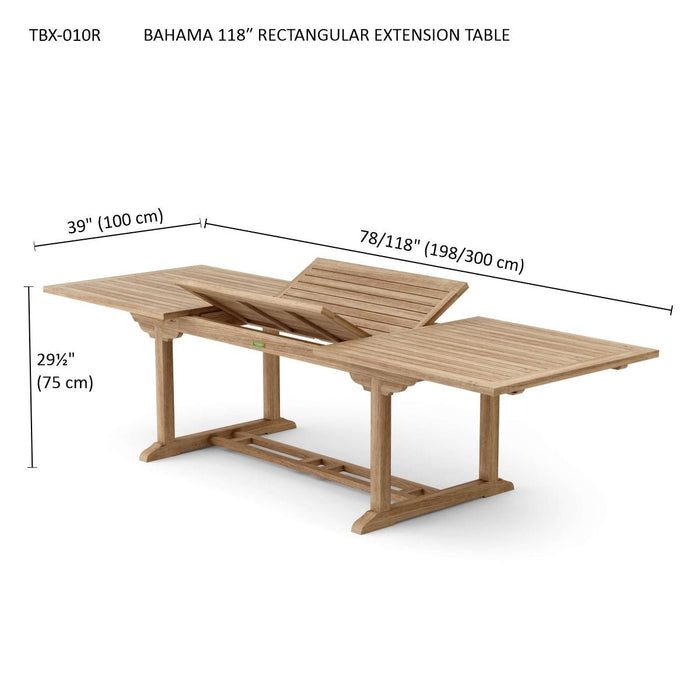 Teak Extension Table (118" Long Rectangle) - Bahama - Teak HQ™