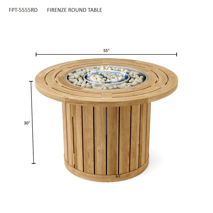 Teak Fire Table (55" Round) - Firenze - Teak HQ™