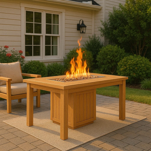 Teak Firepit Table (60" Long Rectangle) - Firenze - Teak HQ™