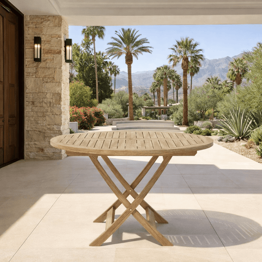Teak Folding Table (47" Round) - Bahama - Teak HQ™
