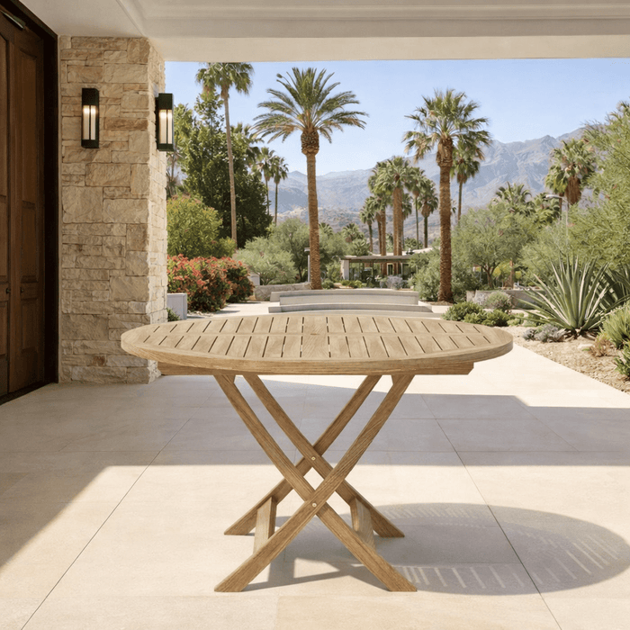 Teak Folding Table (47" Round) - Bahama - Teak HQ™