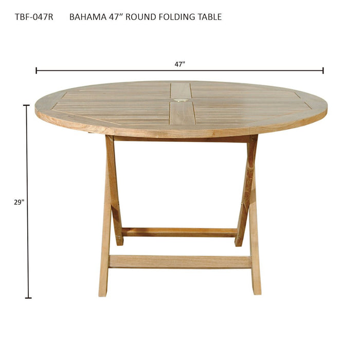 Teak Folding Table (47" Round) - Bahama - Teak HQ™
