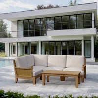 Teak Garden Furniture - Luxe 5-Piece Sectional Set