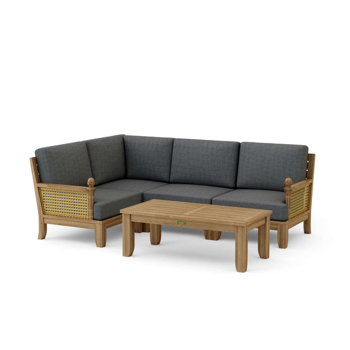 Teak Garden Furniture - Luxe 5 - Piece Sectional Set - Teak HQ™