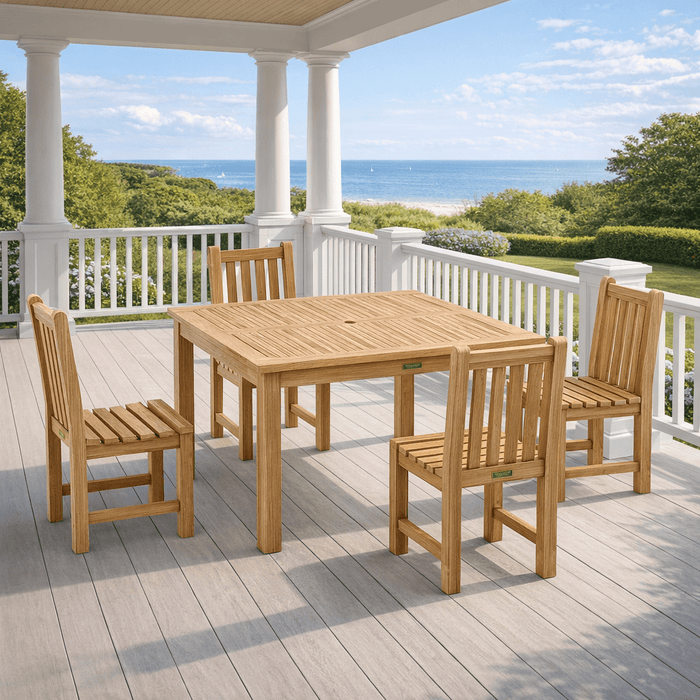 Teak Garden Table and Chairs - Windsor (Table) & Classic (4 Chairs) - Teak HQ™