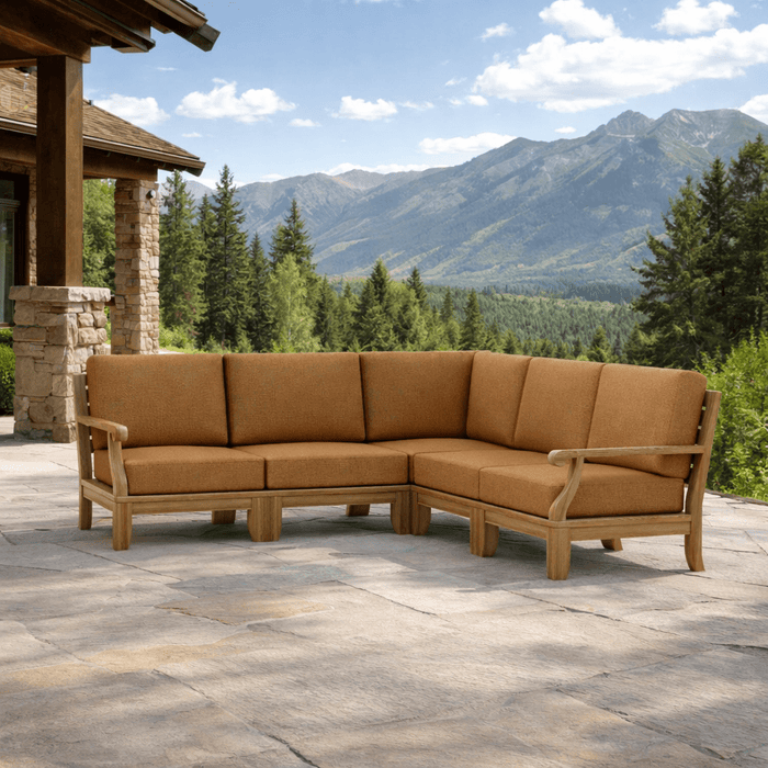 Teak Lounge Furniture - Riviera 5 - Piece Sectional Set - Teak HQ™