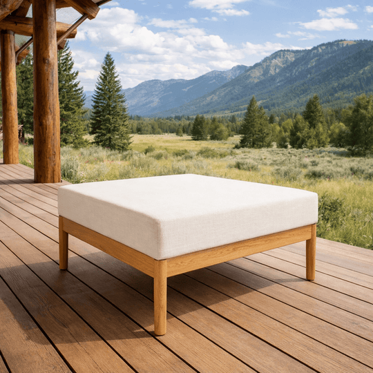 Teak Ottoman With Sunbrella Cushion - San Lucas - Teak HQ™