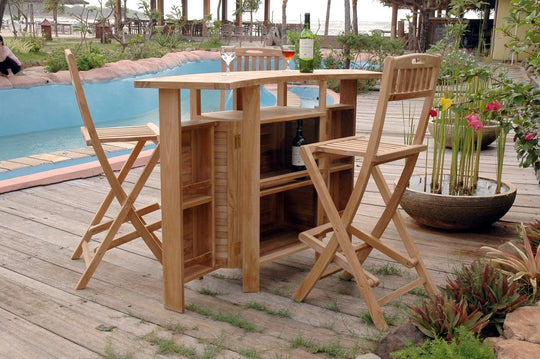 Teak Outdoor Bar Table and Chairs - Altavista - Teak HQ™