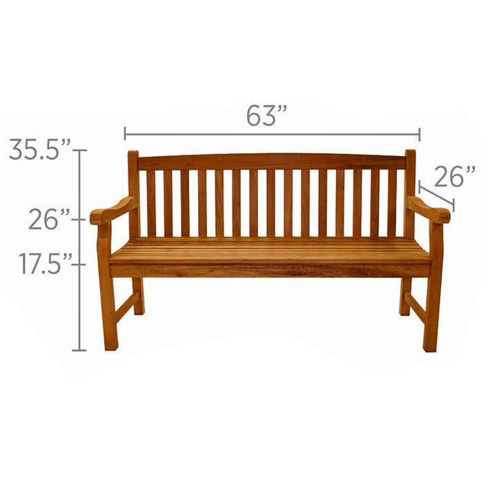 Teak Outdoor Bench With Back (2 - Seater) - Classic - Teak HQ™