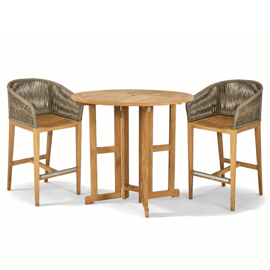 Teak Outdoor Bistro Set - DropLeaf (Table) & Malibu (2 Chairs) - Teak HQ™