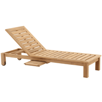 Teak Outdoor Chaise Lounger With Slide-Out Side Table - Cancun