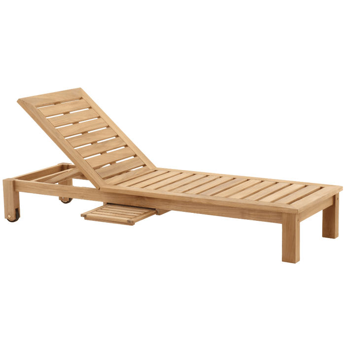 Teak Outdoor Chaise Lounger With Slide - Out Side Table - Cancun - Teak HQ™