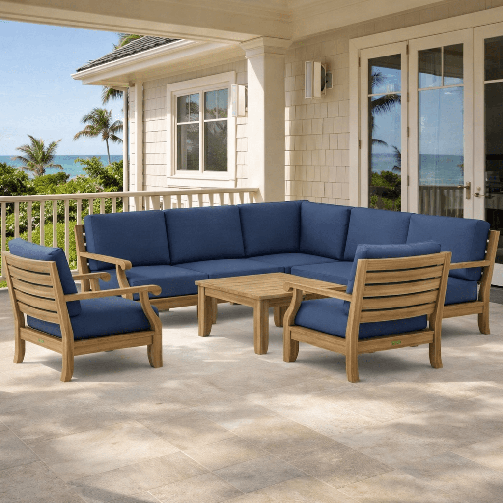 Teak Outdoor Corner Lounge Set - Riviera 8 - Piece Modular Set - Teak HQ™